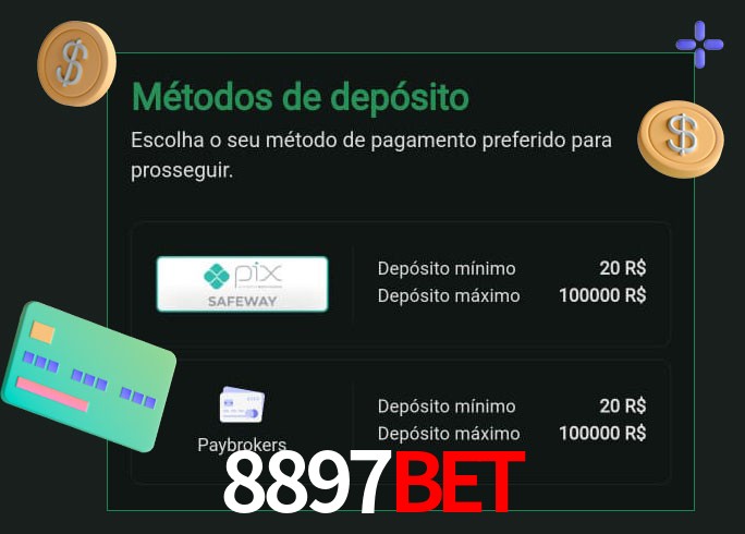 O cassino 8897bet oferece uma grande variedade de métodos de pagamento